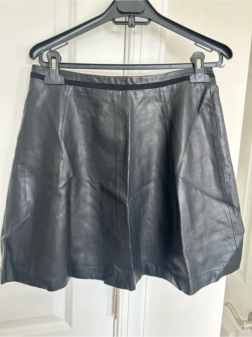 Black Faux Leather A-Line Skirt